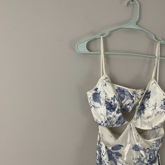 Reformation Poppies Cut Out Silk Maxi Dress Lupine Floral Size 0 - Picture 4 of 8